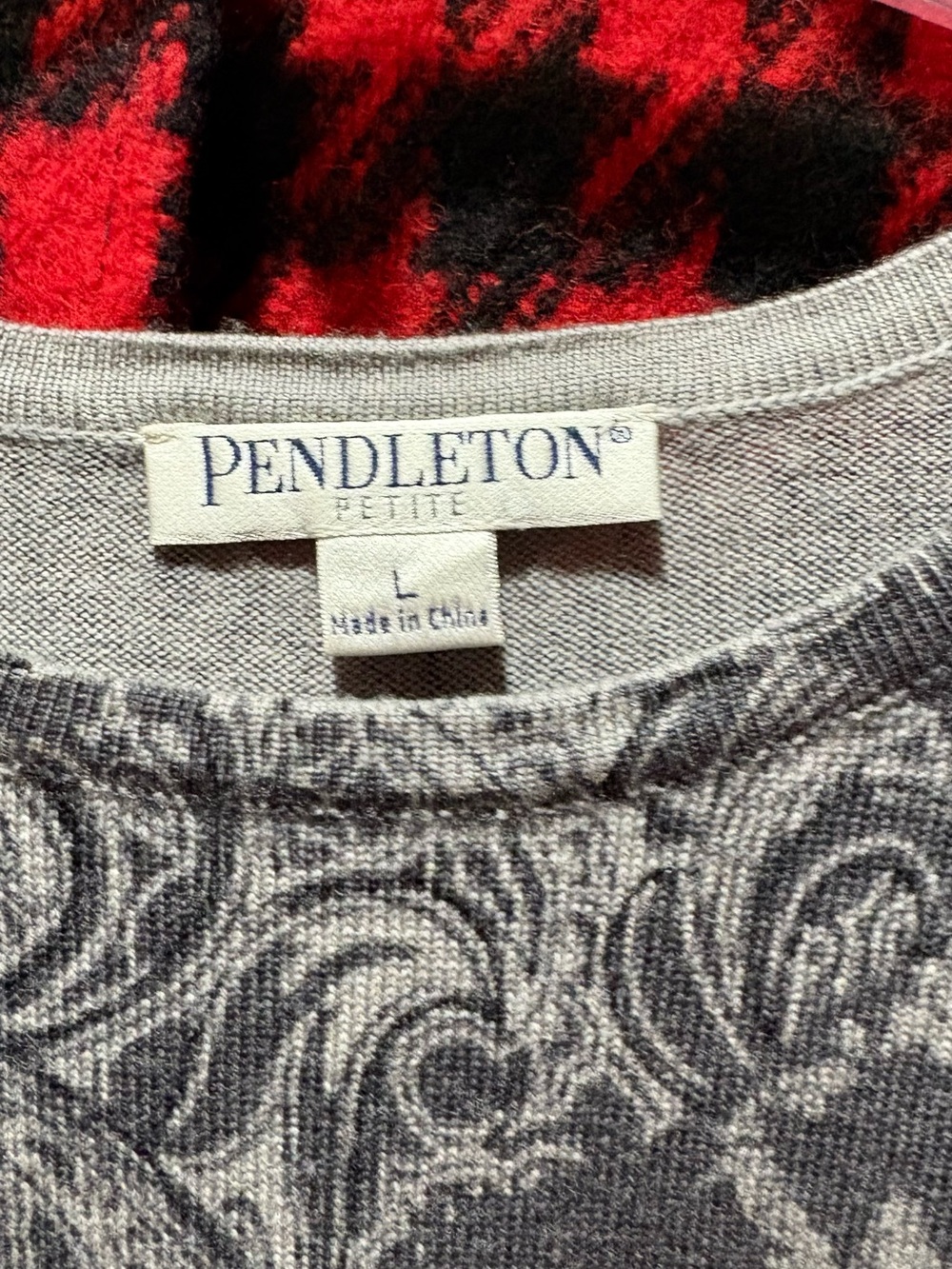 Pendleton Gray Wool long sleeve Sweater with a Paisley Swirl Print ❣️❣️ large
